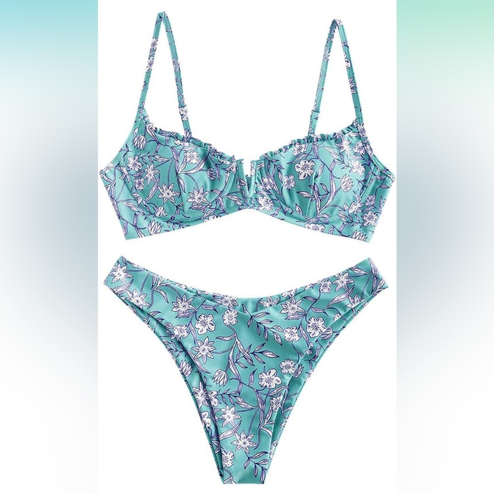Underwire bikini floral high cut